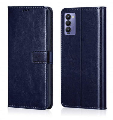 Nuvak Flip Cover for Tecno Camon 18(Blue, Magnetic Case, Pack of: 1)