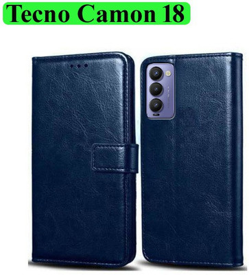 Wynhard Flip Cover for Tecno Camon 18(Blue, Grip Case, Pack of: 1)