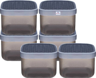 Heart Home Plastic Grocery Container  - 1200 ml(Pack of 6, Grey)