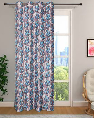 E-Retailer 213 cm (7 ft) Polyester Semi Transparent Door Curtain Single Curtain(Floral, Blue)