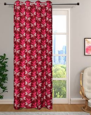 E-Retailer 213 cm (7 ft) Polyester Semi Transparent Door Curtain Single Curtain(Floral, Maroon)