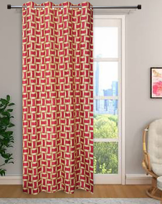 E-Retailer 213 cm (7 ft) Polyester Semi Transparent Door Curtain Single Curtain(Geometric, Red)