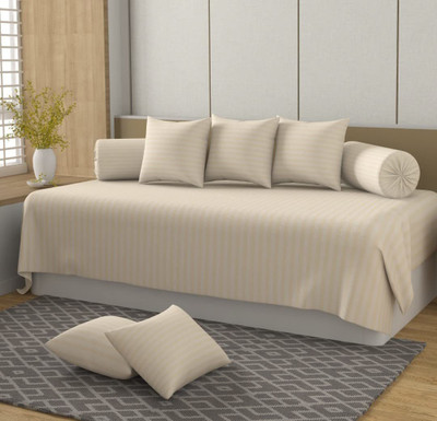 CASTIQA Satin Striped Diwan Set(Beige)