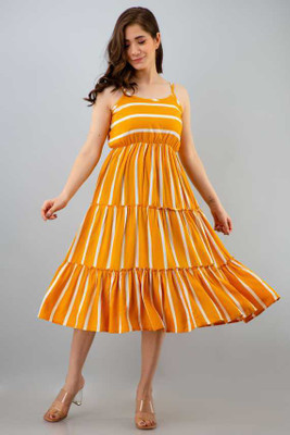NYAARI Women Fit and Flare Orange Mini/Short Dress