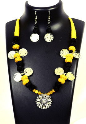 DOM Oxidised Silver Multicolor Jewellery Set(Pack of 1)