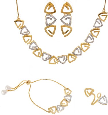 ZENEME Brass Gold-plated Silver Jewellery Set(Pack of 1)