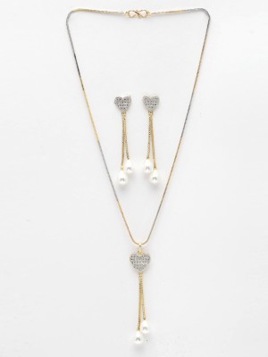 ZENEME Alloy Gold-plated White Jewellery Set(Pack of 1)