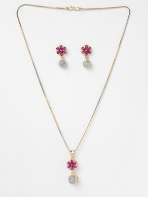 ZENEME Alloy Gold-plated Red Jewellery Set(Pack of 1)