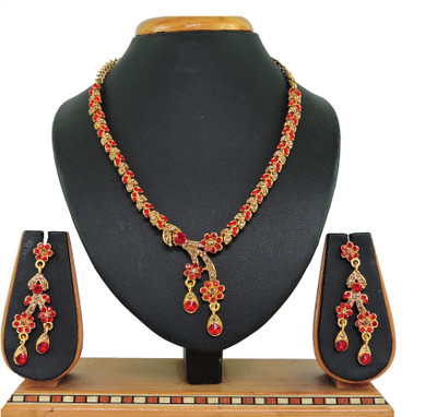 VATSALYA creation Alloy Gold-plated Red Jewellery Set(Pack of 1)