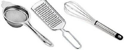 Wishful utensilio Stainless Steel Strainer/Hand Blender Mixer Kitchen Tool Set Kitchen Tool Set(Crusher, Strainer, Whisk)