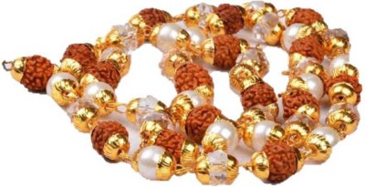 Janki Retails Rudraksha with Pearl and Sphatik Mala Combination Rare Collection Resin Chain Gold-plated Plated Brass, Wood, Crystal Chain
