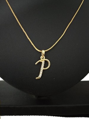 DIMIKI Excellent Quality Gold Plated P Letter Pendant with Thick Chain Gold-plated Alloy Pendant