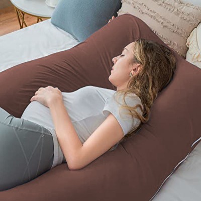 HANS Microfibre Solid Pregnancy Pillow Pack of 1(Brown)