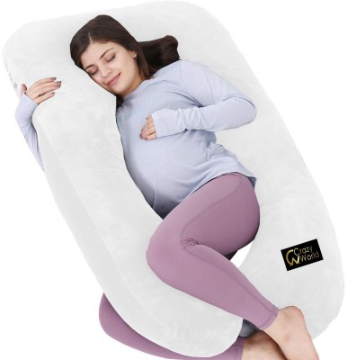 CRAZY WORLD Microfibre Solid Pregnancy Pillow Pack of 1(White)