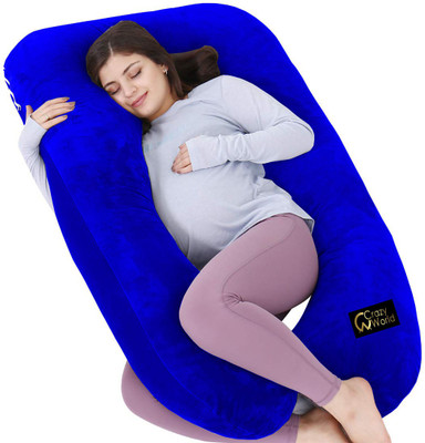 CRAZY WORLD Microfibre Solid Pregnancy Pillow Pack of 1(Navy Blue)