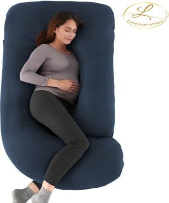 Linenovation Microfibre Solid Pregnancy Pillow Pack of 1(Dark Blue)