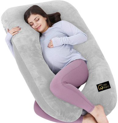 CRAZY WORLD Microfibre Solid Pregnancy Pillow Pack of 1(Light Grey)