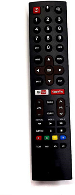 PP REMOTE (TEXT,FAV,AD,I/II-BUTTONS) FOR SMART LED WITH YOUTUBE GOOGLE PLAY BUTTONS COMPATIBLE TO VU / ONIDA LED.WORKS FOR SAME OLD REMOTE MODEL ONLY Remote Controller(Black)