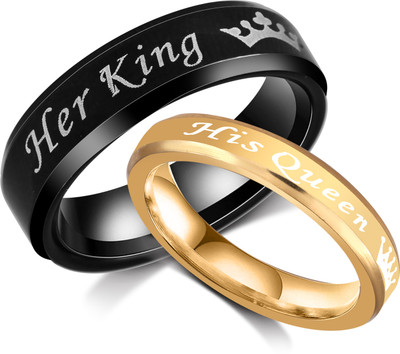 Kanak Jewels Stainless Steel Black Silver, Silver Plated Ring