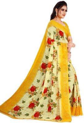 Vinaygar Fashion Embroidered Kanjivaram Silk Blend Saree(Yellow)