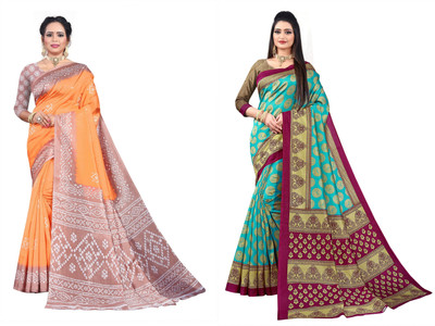 Vimalnath Synthetics Printed Daily Wear Art Silk Saree(Pack of 2, Multicolor)