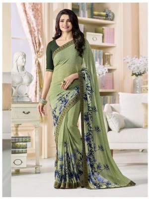 skibry Printed Daily Wear Georgette Saree(Light Green)