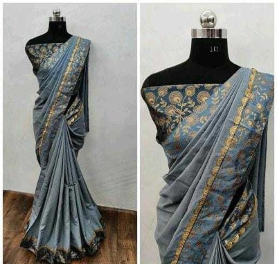 shiwaye Woven Bollywood Art Silk Saree(Grey)