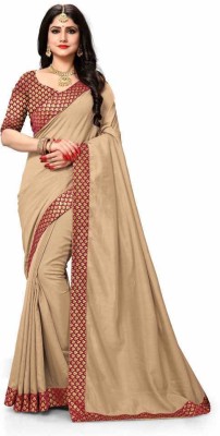 Harsiddhi fashion Blocked Printed, Embellished Bollywood Art Silk Saree(Beige)