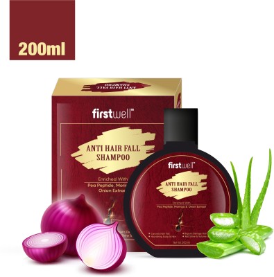 firstwell Anti-Hairfall & Anti-Dandruff Shampoo Enriched with Onion Extract, Aloevera Extract, Moriga Extract, Fenugreek Extract & Pea Peptide for Healthy & Smooth Hair(200 ml)