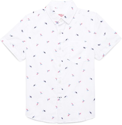 Under Fourteen Only Boys Printed Casual White Shirt