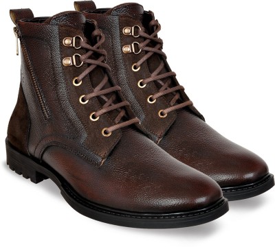 Allen Cooper Genuine Premium Leather Luxury High-Top Ankle Boots For Men(Brown , 7)