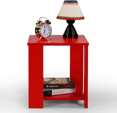 OnlineCraft Engineered Wood Bedside Table(Finish Color - red, Pre-assembled)