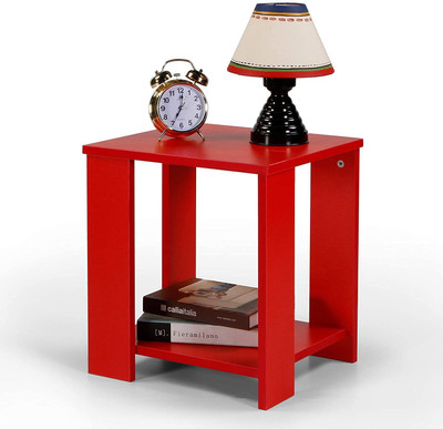 OnlineCraft Engineered Wood Bedside Table(Finish Color - red, Pre-assembled)