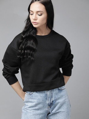 Roadster Full Sleeve Solid Women Reversible Sweatshirt