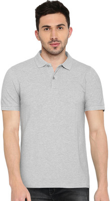 asar Solid Men Polo Neck Grey T-Shirt