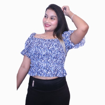 farever Casual Printed Women Blue Top