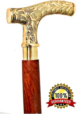 forest craft Brass Golden Handle With Sheesham Wooden 36-Inch Walking Stick