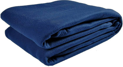AAZEEM Solid Double Fleece Blanket for  Heavy Winter(Polyester, Blue)