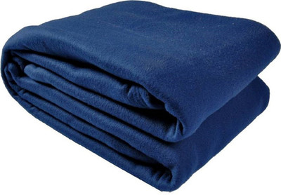 AAZEEM Solid Double Fleece Blanket for  Mild Winter(Polyester, Blue)