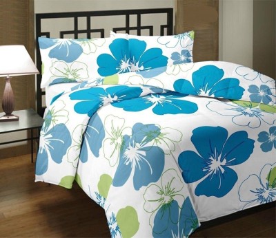 SECREATIONS Floral Single Dohar for  Mild Winter(Poly Cotton, Light Blue)