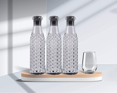 AneriDEALS 1000 ml PET Bottle(Pack of 3, Black, Clear)