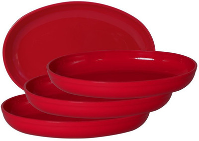 Morvi Plastic Mixing Bowl(Pack of 4, Red)