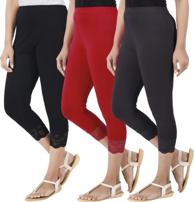 BEFLI Capri Leggings Women Black, Red, Grey Capri