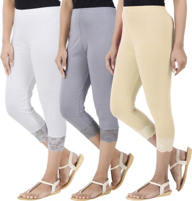 BEFLI Capri Leggings Women White, Grey, Beige Capri