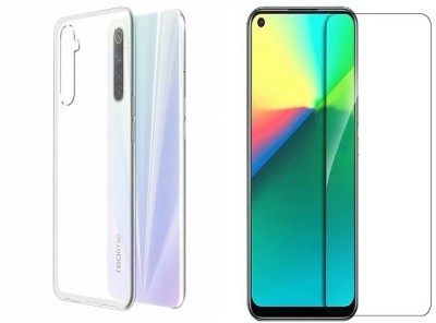 NIMMIKA ENTERPRISES Back Cover for Realme 6 Back Cover & Tempered Glass(Transparent, Shock Proof, Pack of: 1)