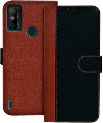 Mycos Flip Cover for Tecno Spark 6 Go(Black, Brown, Camera Bump Protector, Pack of: 1)