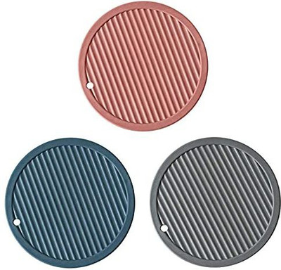Primetan Round Reversible PVC Coaster Set(Pack of 3)