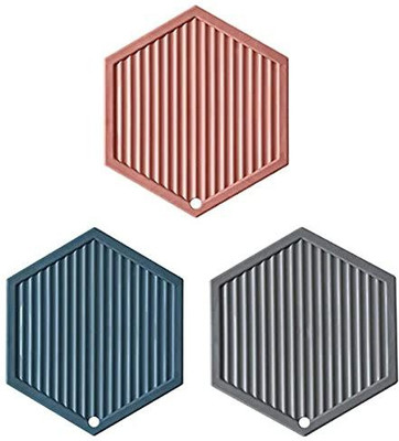 Primetan Hexagon Reversible PVC Coaster Set(Pack of 3)