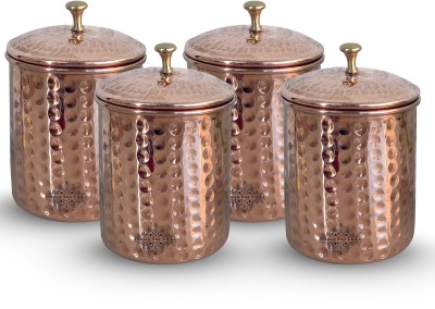 IndianArtVilla Copper Grocery Container  - 500 ml(Pack of 4, Brown)
