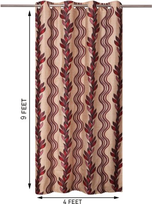 E-Retailer 274 cm (9 ft) Polyester Semi Transparent Long Door Curtain Single Curtain(Floral, Red)